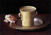 Francisco de Zurbaran Cup of Water and a Rose on a Silver Plate oil painting